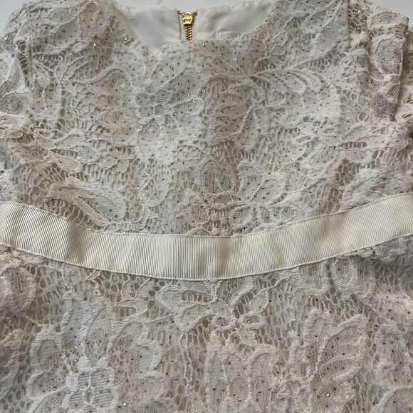 Little Angels Cream A-line Dress with Cuffed Long Sleeves - Picture 10 of 15